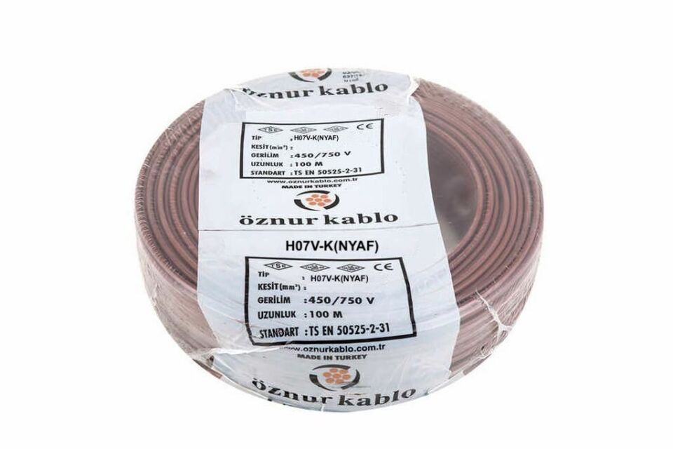 Öznur Kablo 25 mm Nyaf Çok Telli Bakır Elektrik Kablosu Kahverengi 100 Metre