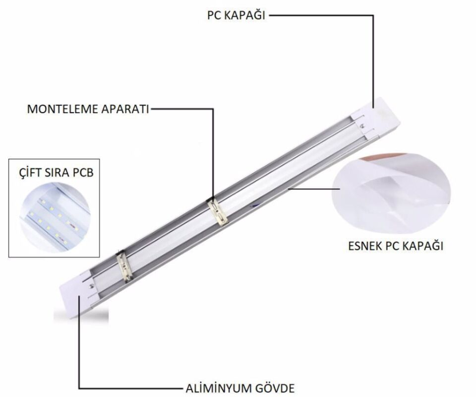 Noas Etna 80W Kristal Bant Armatür Kristal Bant Armatür YL98-6601 3200K (Gün Işığı)