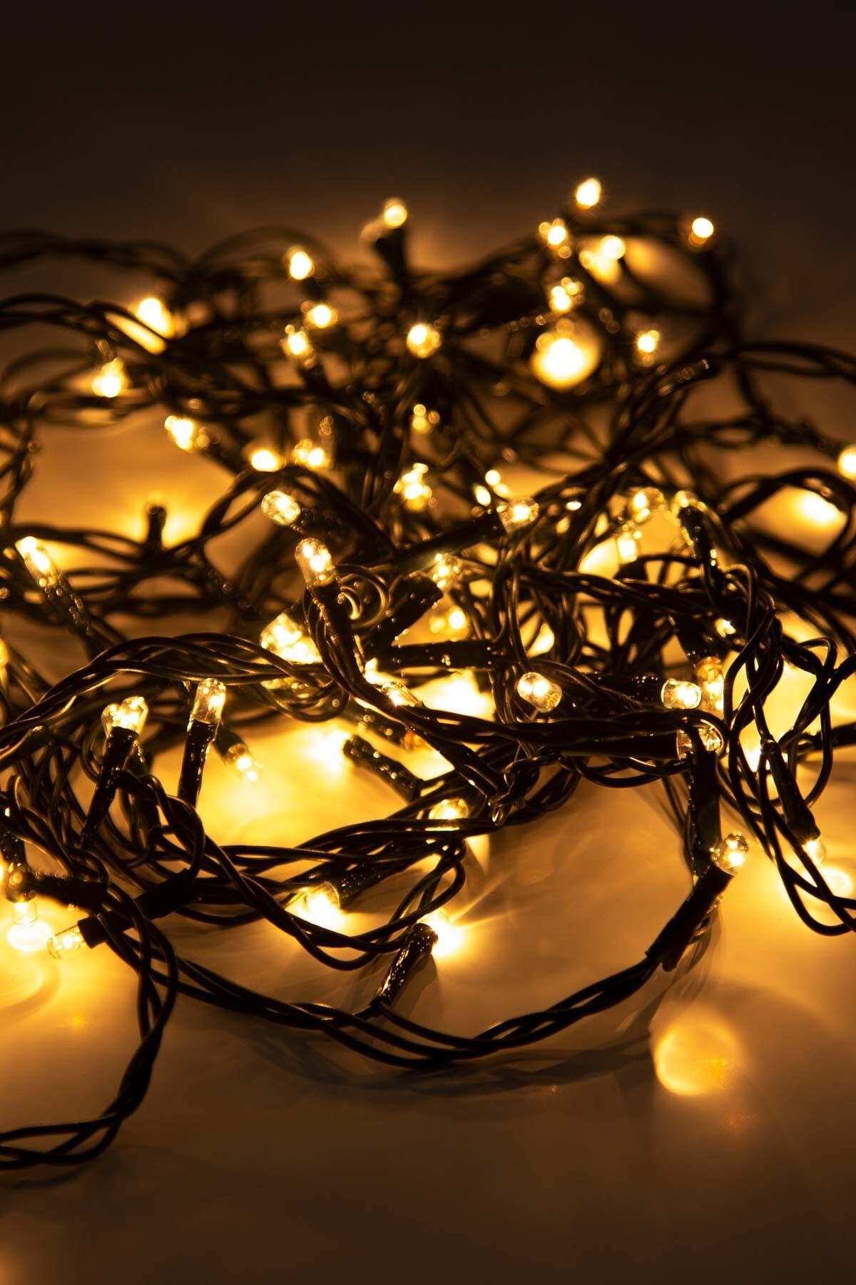 Yılbaşı Ağacı Süsü 10 Metre 100 Ledli Fiş Tipi Yılbaşı Süsü Siyah Kablolu SNC-203 6400K (Beyaz Işık)
