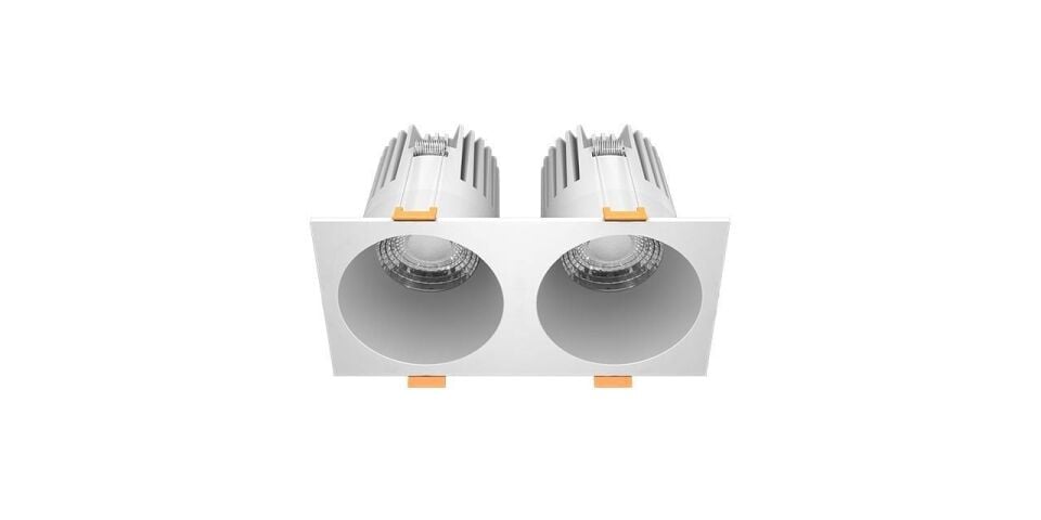 Goya 2x14 Watt İkili Kare Samsung Ledli Spot Armatür GY 1732-14 6500K (Beyaz Işık) - Beyaz - Dimsiz
