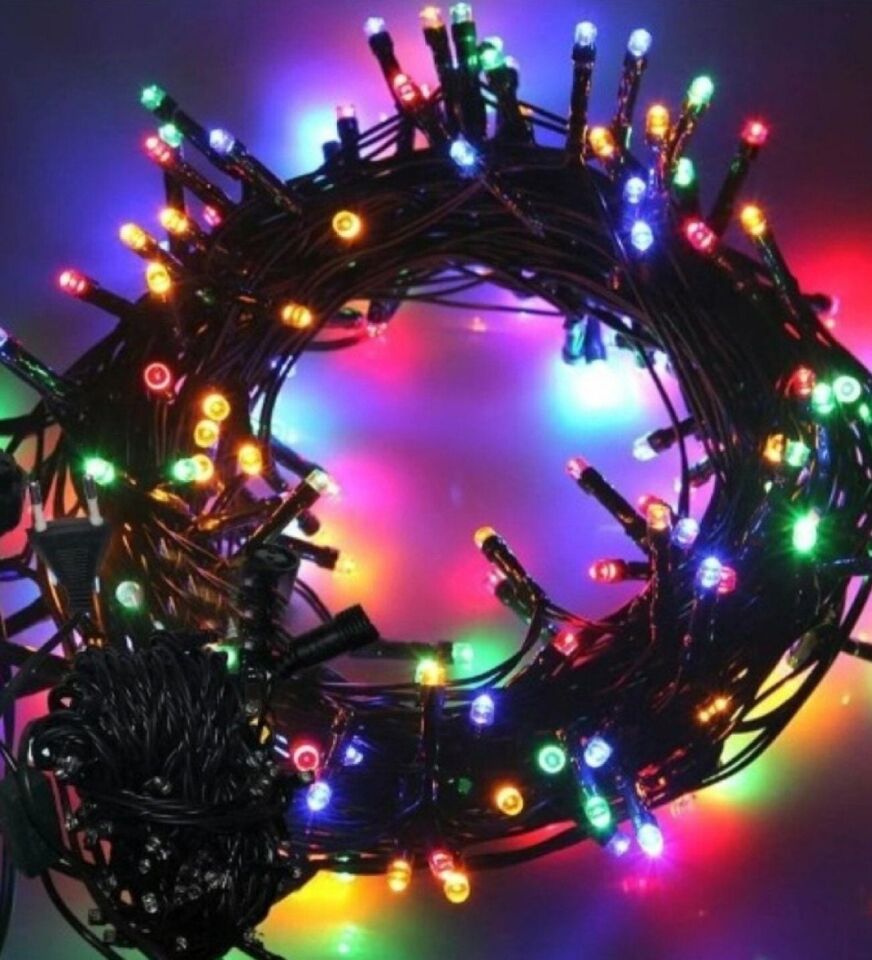 Animasyonlu Rgb Yılbaşı Ağacı Süsü 10 Metre 100 Ledli Siyah Kablolu Fiş Tipi SNC-209 RGB (Çok Renkli)