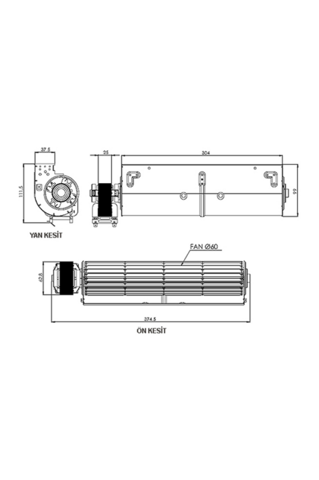 Aircol AKS 680-300 Monofaze 60mm Tanjansiyel Radyal Fan 35W 225m3/h