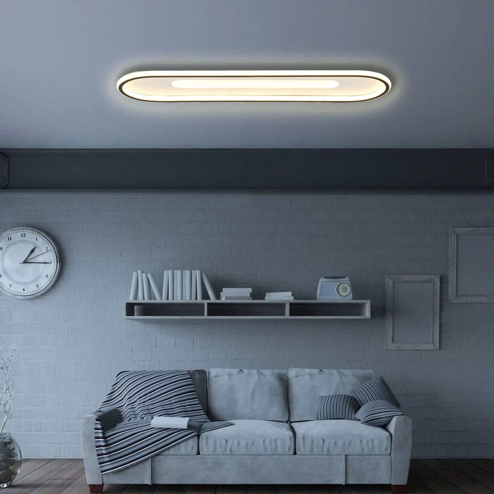 Pallas Modern Dekoratif Oval Dikdörtgen Plafonyer Led Avize Aydınlatma 3 Renk Modlu KOZ8053 20x80CM - Dimsiz