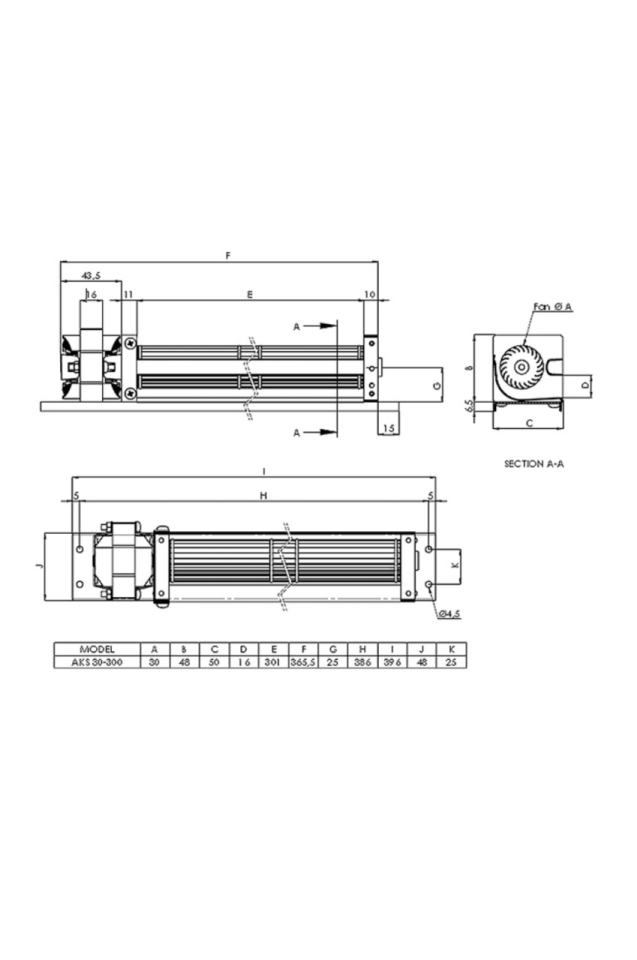 Aircol AKS 30-300 AC Monofaze 30mm Tanjansiyel Radyal Fan 20W 75m3/h
