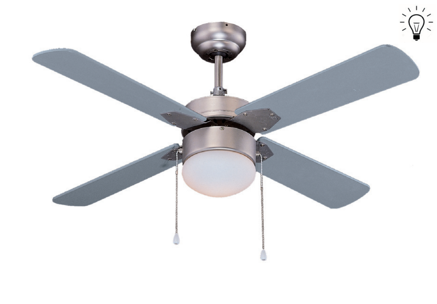 Kaşkar Taflan L42015 50W Işıklı Metal Gövde Ahşap 4 Kanatlı Tavan Tipi Vantilatörü Gri