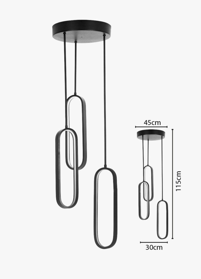 Yağmur Modern Led Avize Sarkıt Linear Aydınlatma Sarkıt Lineer Avize 2700K (Sarı Işık) - Siyah