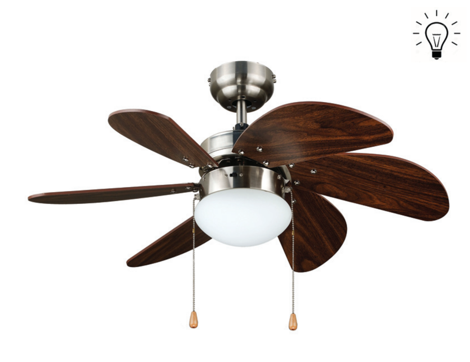 Kaşkar Taflan L36009 50W Işıklı Metal Gövde Ahşap 6 Kanatlı Tavan Tipi Vantilatörü Antik
