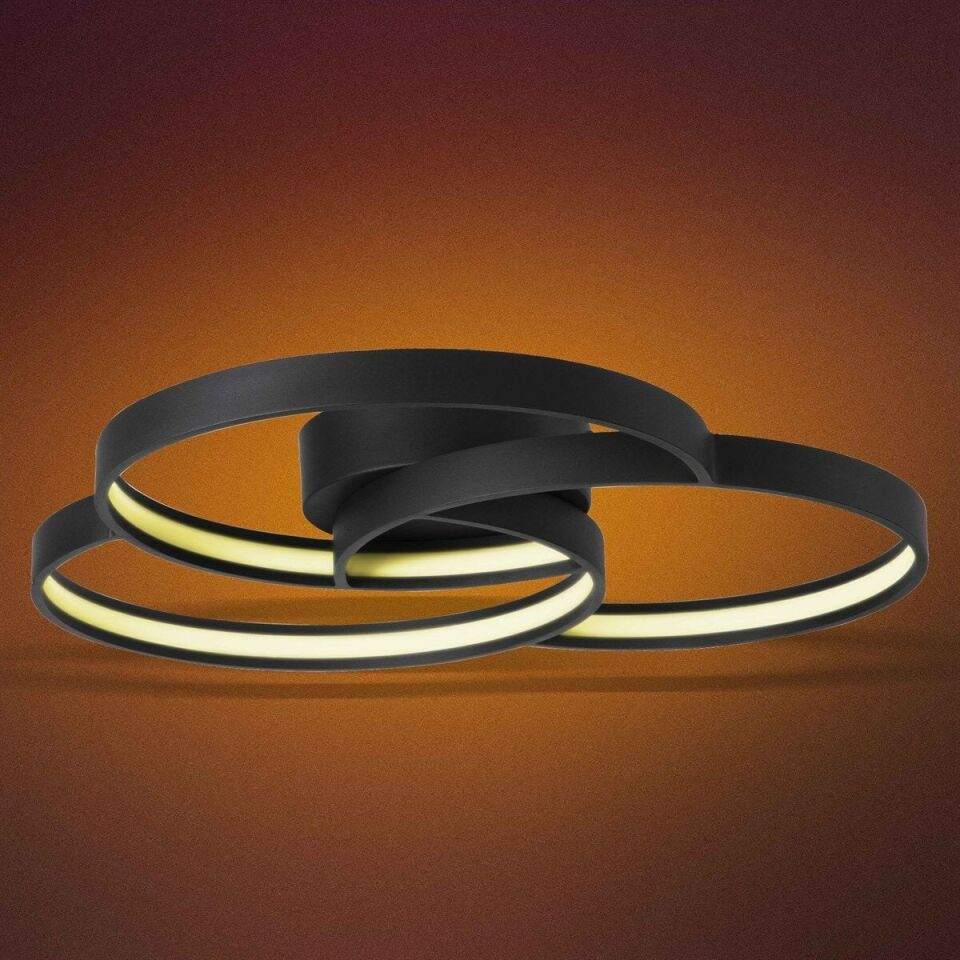 Nested Ring Modern Led Avize Sarkıt Linear Aydınlatma Sarkıt Lineer Avize 6000 K (Beyaz Işık) - Siyah