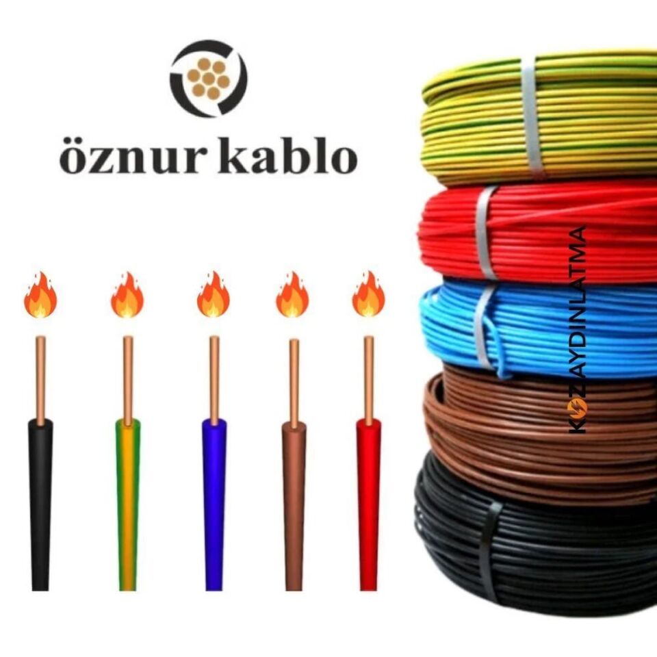 Öznur Kablo 6 mm Nyaf Tek Damarlı Yanmaz Bakır Elektrik Kablosu Sarı Yeşil 100 Metre