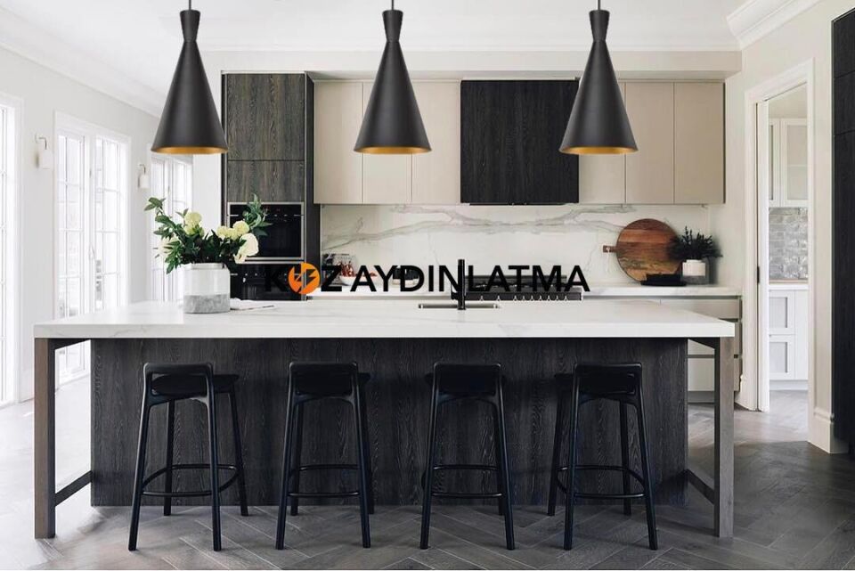 Cata Siyah Altın Modern Dekoratif Sarkıt Avize Armatür CT-8212