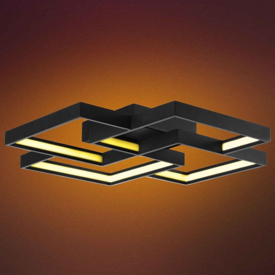 Quad Squares Modern Led Avize Sarkıt Linear Aydınlatma Sarkıt Lineer Avize 2700K (Sarı Işık) - Siyah