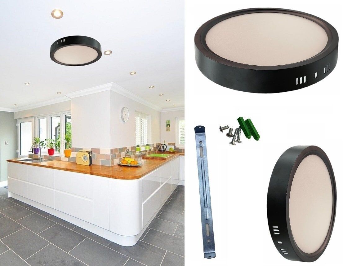 Cata 18 Watt Sıva Üstü Yuvarlak Led Panel Aydınlatma Siyah Kasa CT-5235 3200K (Gün Işığı)