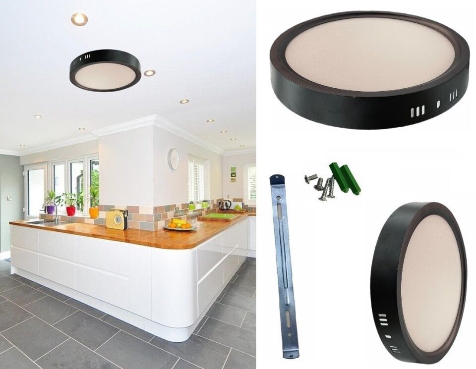 Cata 18 Watt Sıva Üstü Yuvarlak Led Panel Aydınlatma Siyah Kasa CT-5235 3200K (Gün Işığı)
