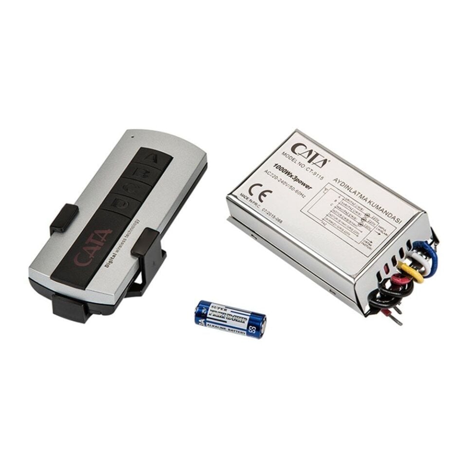 Cata 3'lü Avize Aydınlatma Kumandası 3x1000 Watt Üçlü Aydınlatma Kumandası Gri ct-9115