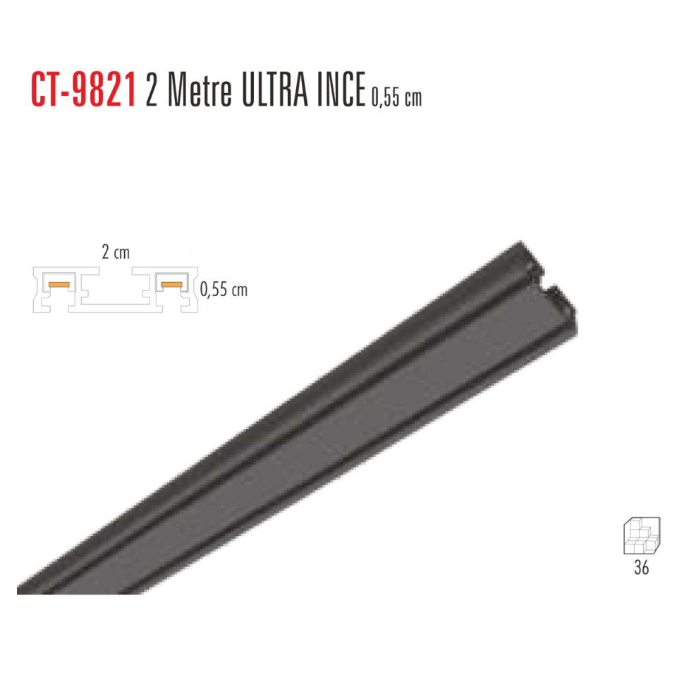 Cata 2 Metre Ultra İnce Magnet Ray 0,55 Cm Siyah Kasa ct-9821