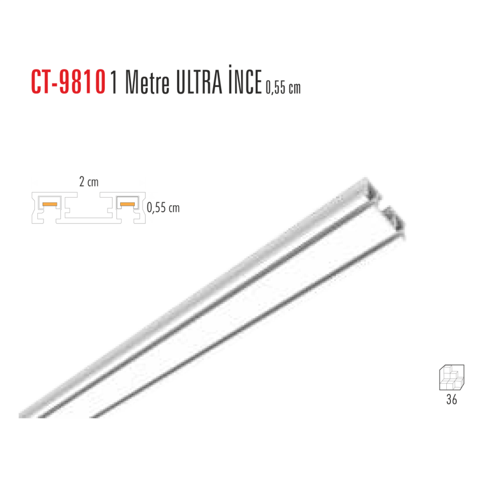 Cata 1 Metre Ultra İnce Magnet Ray 0,55 Cm Beyaz Kasa ct-9810