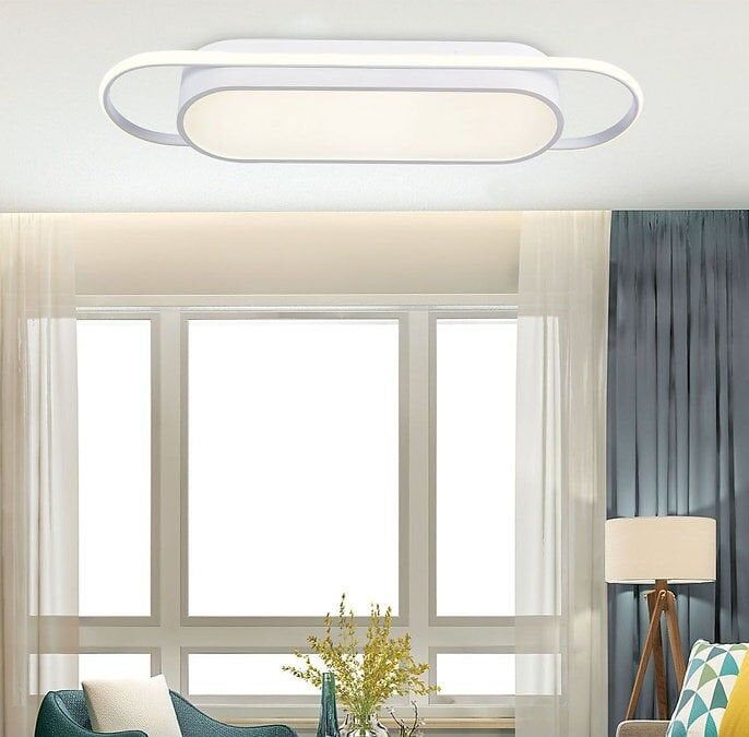 Mimas Modern Dekoratif Dikdörtgen Plafonyer Led Avize Aydınlatma Beyaz Kasa 3 Renk Modlu