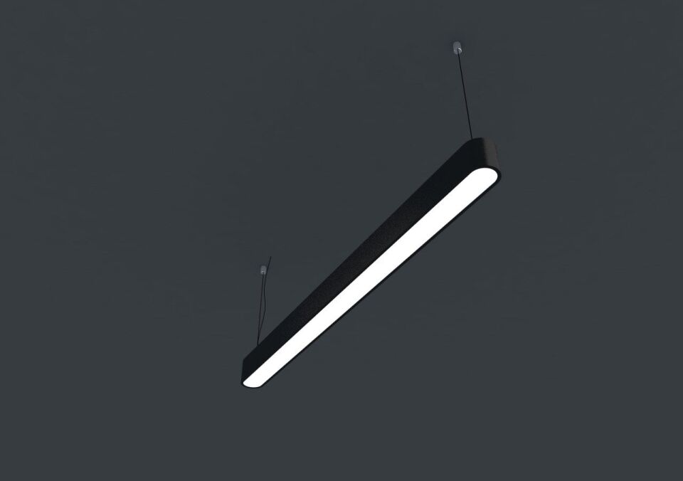 Oval Linear Aydınlatma Osram Led Sıva Üstü Led Lineer Armatür 8x8 Cm Kasa 2700K (Sarı Işık) - 100CM - Askısız - Antrasit