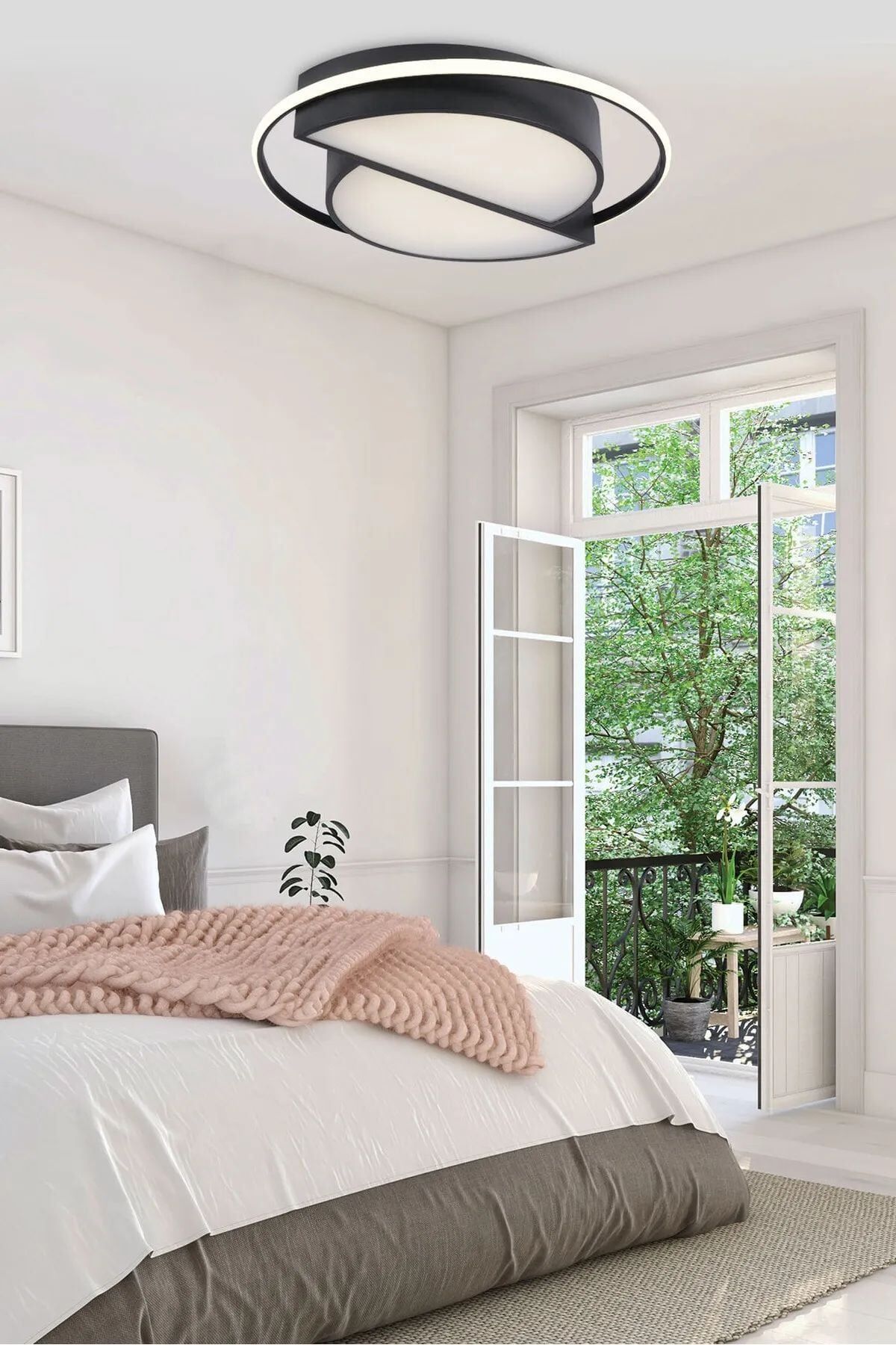 Vesta Modern Dekoratif Yuvarlak Plafonyer Led Avize Aydınlatma Siyah Kasa 3 Renk Modlu LEDTREND8060 Dimli
