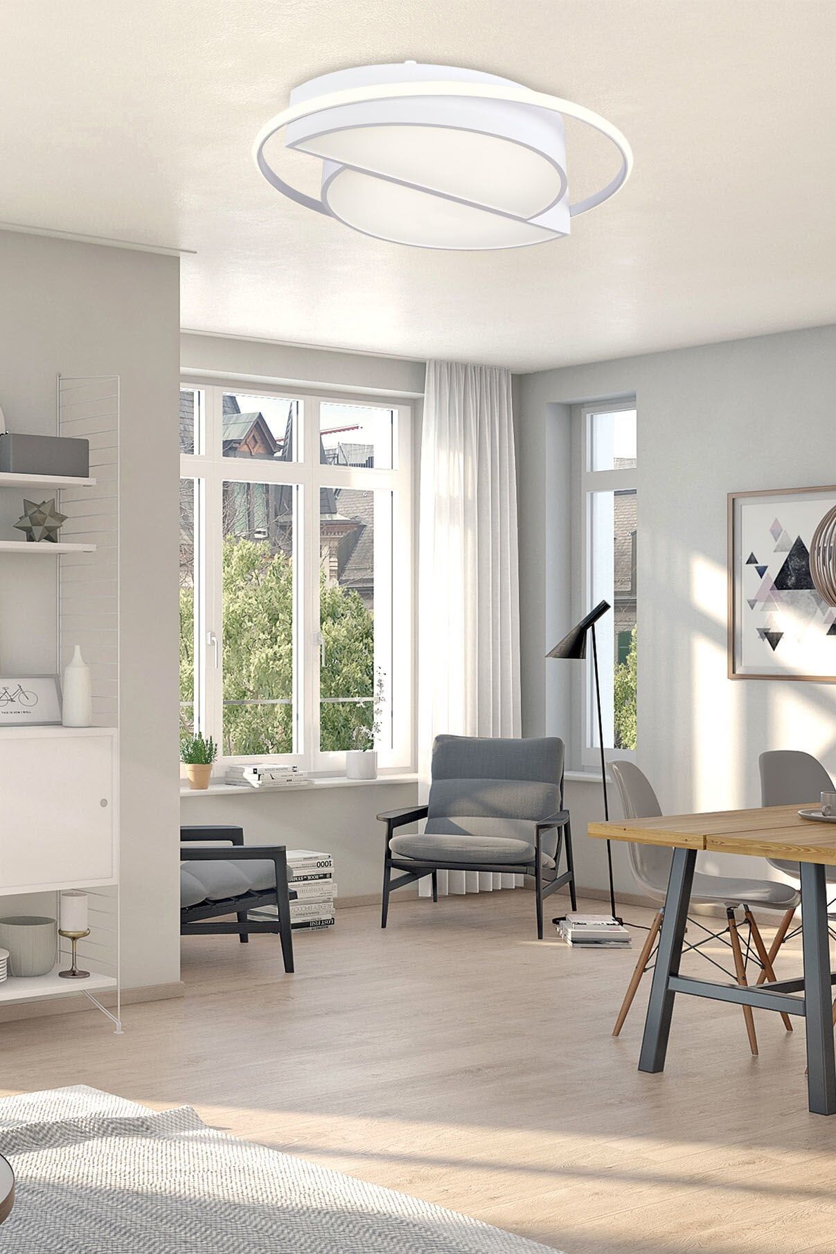Vesta Modern Dekoratif Yuvarlak Plafonyer Led Avize Aydınlatma Beyaz Kasa 3 Renk Modlu KOZ8060 Dimli