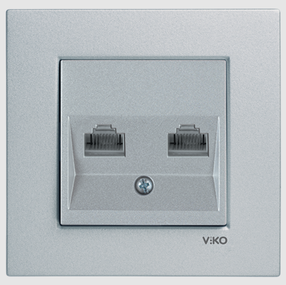 Viko Artline Novella İkili Data Prizi (2 X RJ45 CAT5E) Mekanizma + Kapak 92600034 Metalik Beyaz