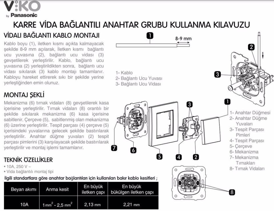 Viko Karre Permütatör (Ara Vavien) Anahtar Beyaz Mekanizma + Kapak 90967031