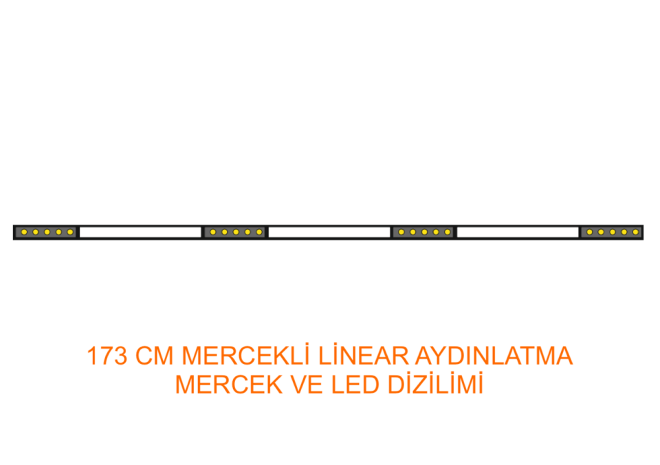 Mercekli Led Linear Aydınlatma 173Cm Samsung Led Sıva Üstü Lineer Armatür 3x6 Cm Kasa 3000K (Gün Işığı) - Siyah - Askılı