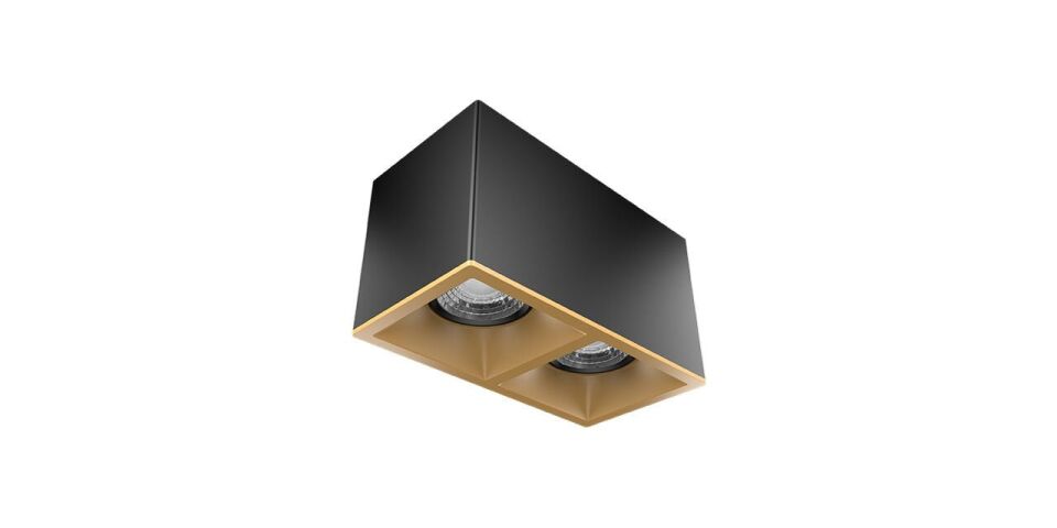 Goya 2x8 Watt 18x9 Kare Kasa Samsung Ledli Spot Armatür GY 1862-8 6500K (Beyaz Işık) - Siyah - Gold - Dimsiz