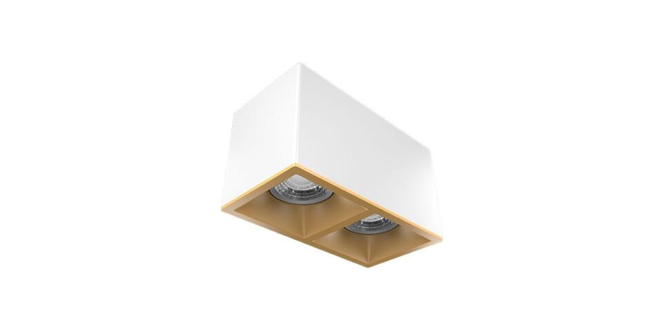 Goya 2x8 Watt 18x9 Kare Kasa Samsung Ledli Spot Armatür GY 1862-8 3000  K (Gün Işığı) - Beyaz - Gold - Dimli