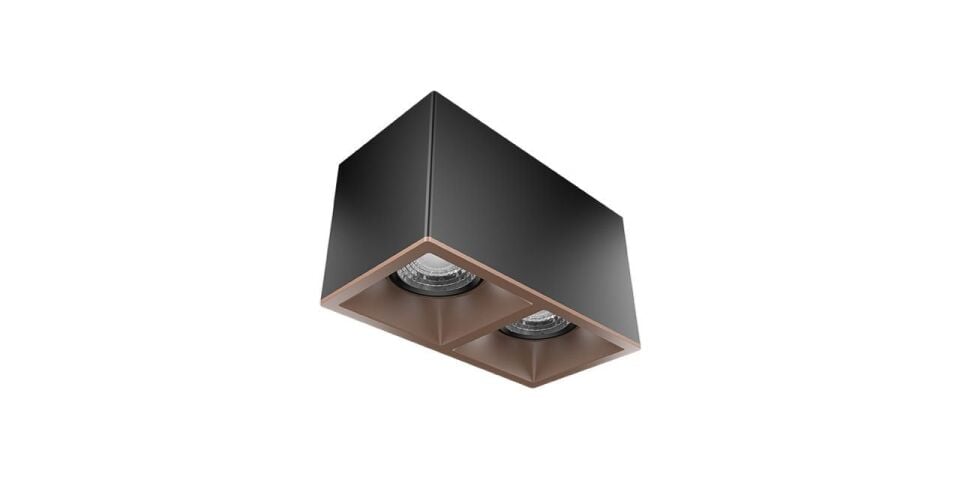 Goya 2x8 Watt 18x9 Kare Kasa Samsung Ledli Spot Armatür GY 1862-8 3000  K (Gün Işığı) - Siyah - Gold - Dimli