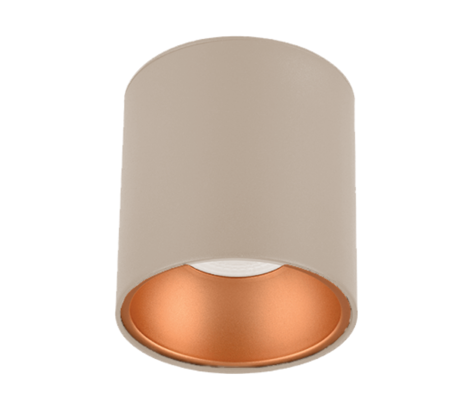 Sıva Üstü Silindir Led Spot Armatür 10x10 Cm Bej - Bakır 3200K (Gün Işığı)