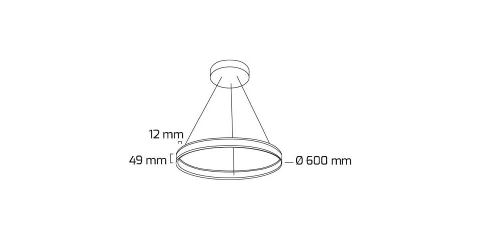 Goya 40 Watt Samsung Ledli Dekoratif Sarkıt Yuvarlak Linear Aydınlatma 60CM GY 8211-60 4000K (Natural Işık) - Siyah - Dimsiz - Rozanslı