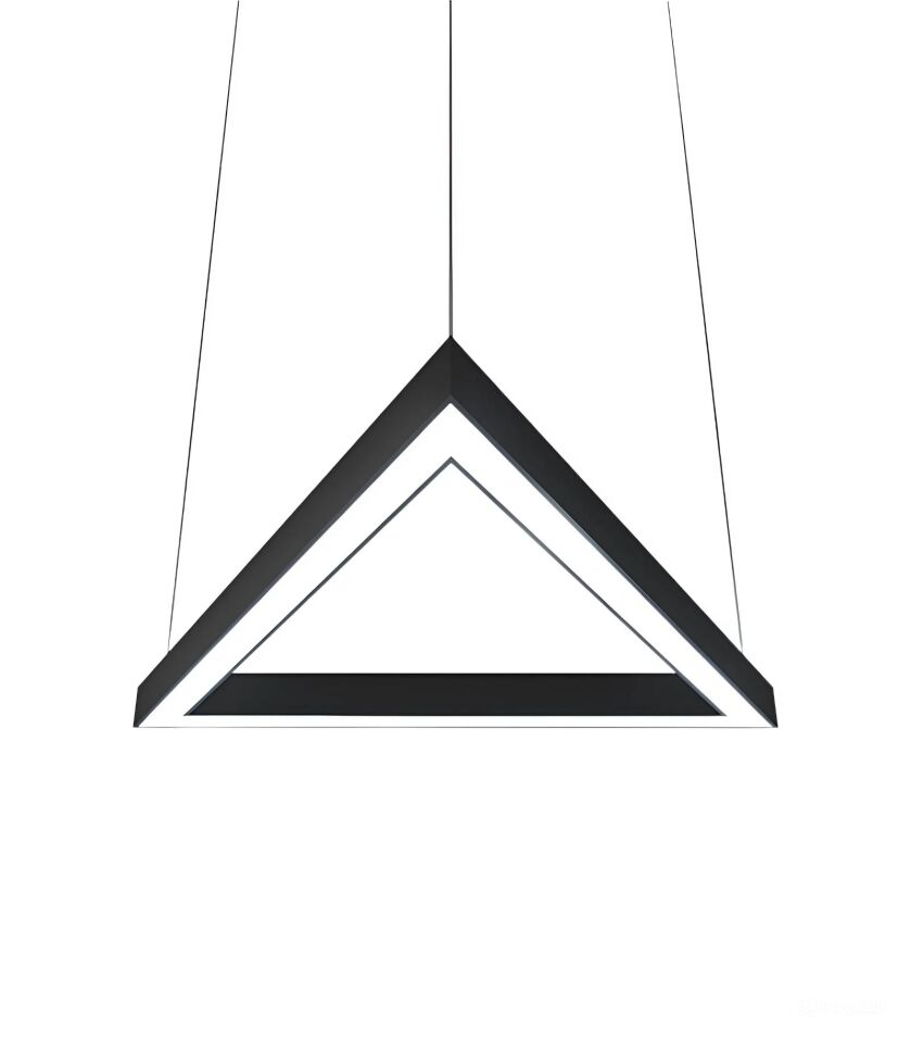 Üçgen Linear Aydınlatma Modern Led Avize Lineer Armatür 60x60x60CM - 2700K (Sarı Işık) - Askısız - Siyah