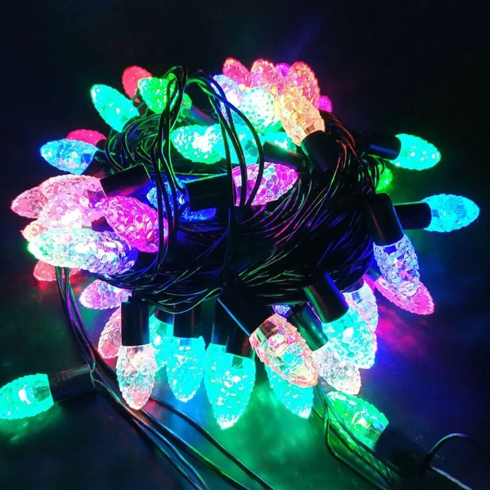 Animasyonlu Rgb Çam Kozalak Yılbaşı Ağacı Süsü 5 Metre 28 Çam Kozalak SNC-211
