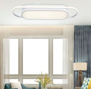 Mimas Modern Dekoratif Dikdörtgen Plafonyer Led Avize Aydınlatma Beyaz Kasa 3 Renk Modlu KOZ8062