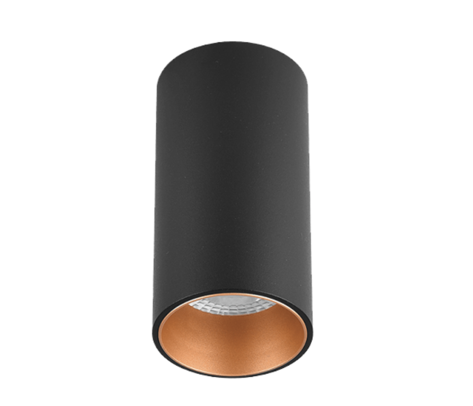 Sıva Üstü Silindir Led Spot Armatür 6x10 Cm Siyah - Bakır 3200K (Gün Işığı)