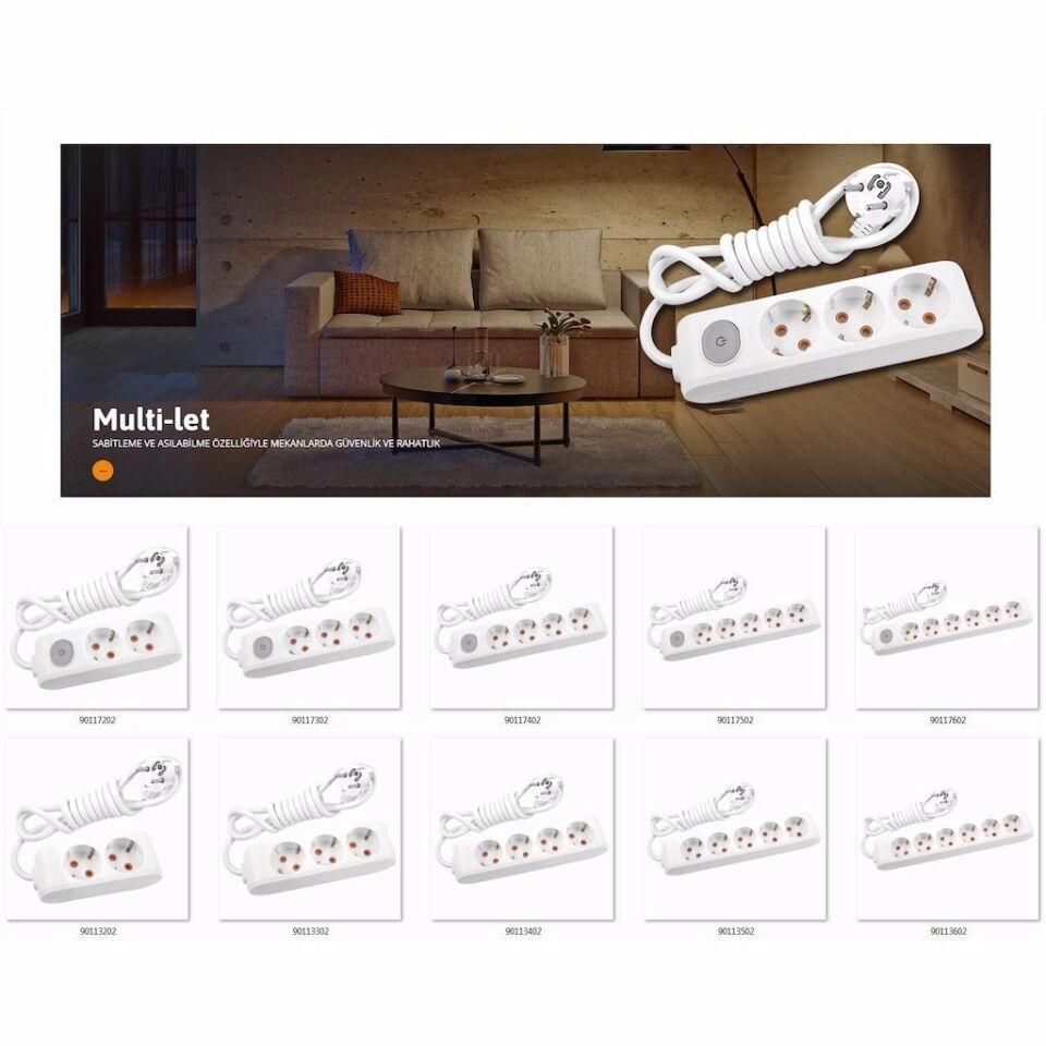Viko Multi-let Üçlü 3 Mt Anahtarlı Grup Priz Topraklı Çocuk Korumalı 90117303
