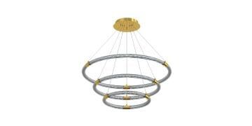 Goya 135 Watt Samsung Ledli Dekoratif Sarkıt Yuvarlak Gold Kasa Linear Aydınlatma 80CM GY 8214-406080