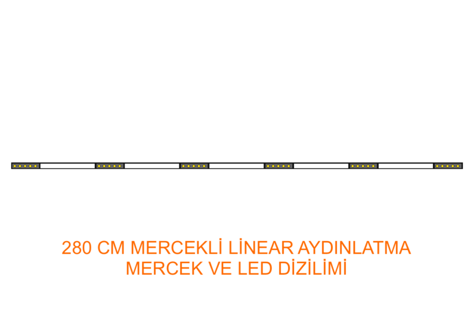Mercekli Led Linear Aydınlatma 280Cm Samsung Led Sıva Üstü Lineer Armatür 3x6 Cm Kasa 3000K (Gün Işığı) - Siyah - Askılı