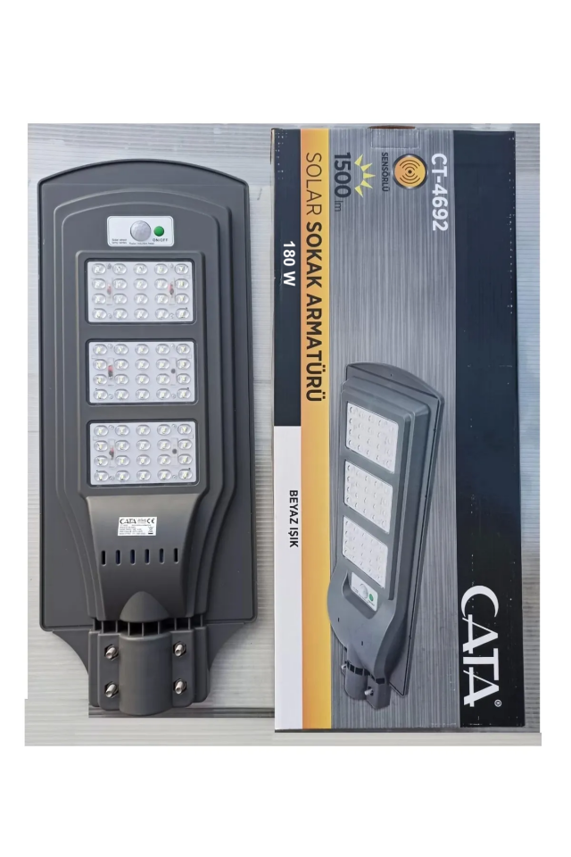 Cata 180W Güneş Enerjili Solar Sokak Aydınlatma Armatürü CT-4692 Konsollu