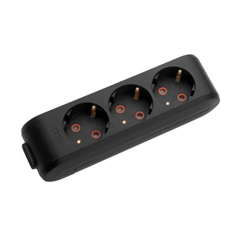Viko Multi-led Üçlü Grup Priz Topraklı Klemensli Çocuk Korumalı Siyah 90313300