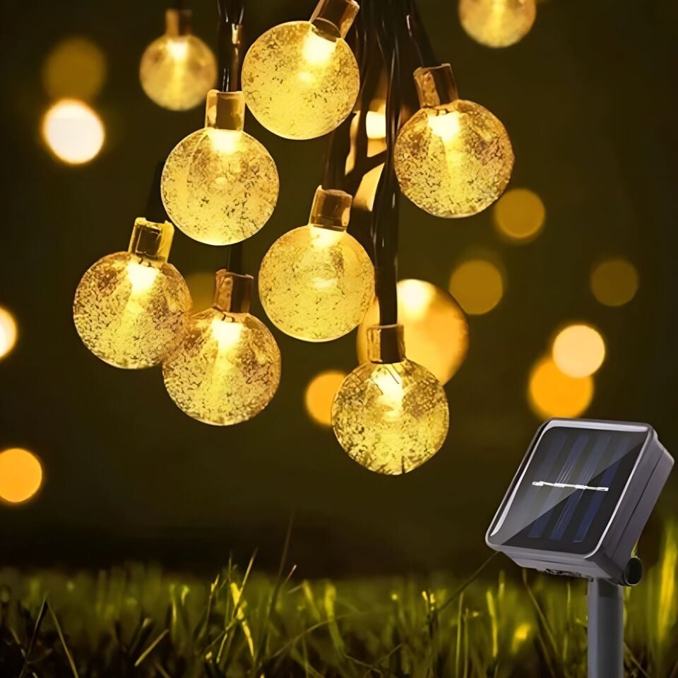 Solar Animasyonlu Top Led Yılbaşı Süsü Ledli 5 Metre 50 Top Led Ağaç Süsü SNC-318