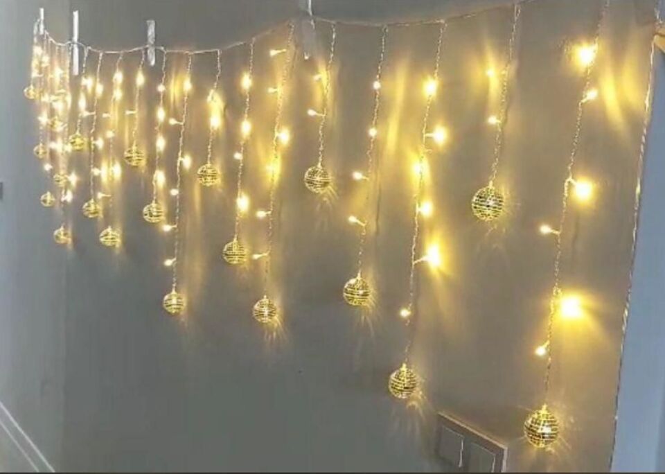 Animasyonlu Saçak Led Yılbaşı Süsü Ayna Küre Ledli 3 Metre 90 Ledli Ayna Küre Led Ağaç Süsü SNC-405