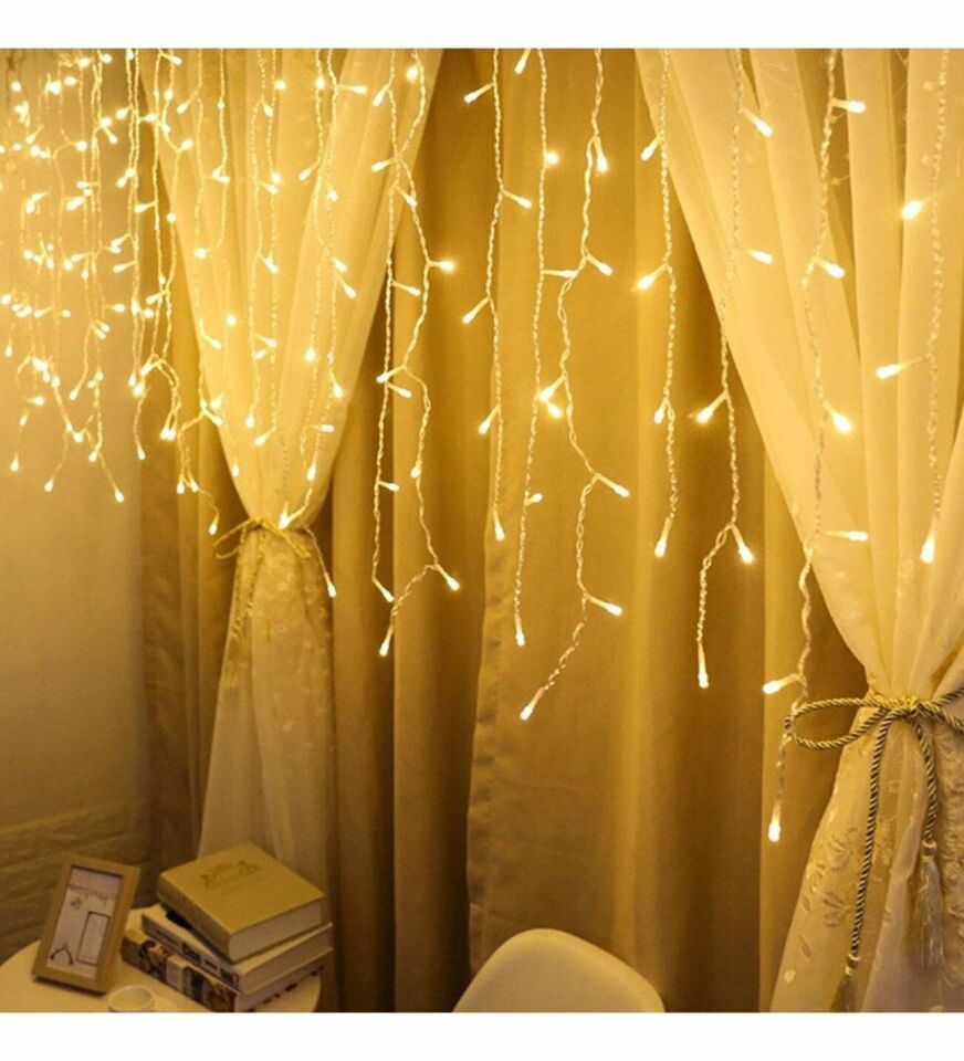 Flaşlı Çakarlı Led Perde Yılbaşı Süsü 3x1 Metre 120 Ledli Perde Yılbaşı Ağacı Süsü Şeffaf Kablo SNC-417