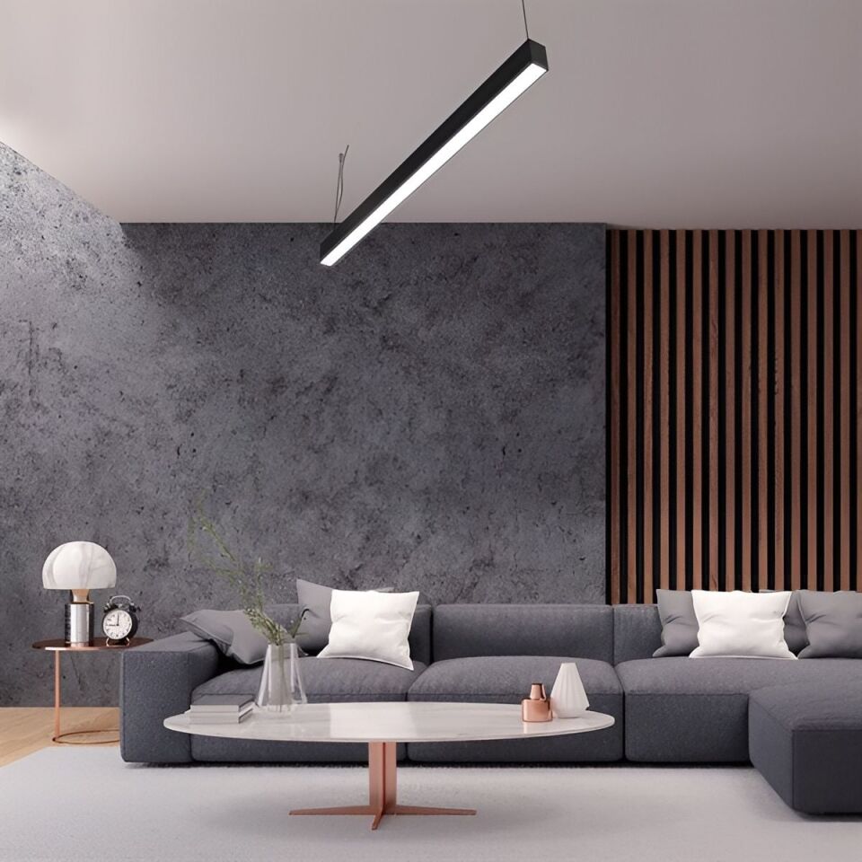 Linear Aydınlatma Osram Led Sıva Üstü Led Lineer Armatür 3x4 Cm Kasa 4000K (Natural Işık) - 80CM - Siyah - Askılı
