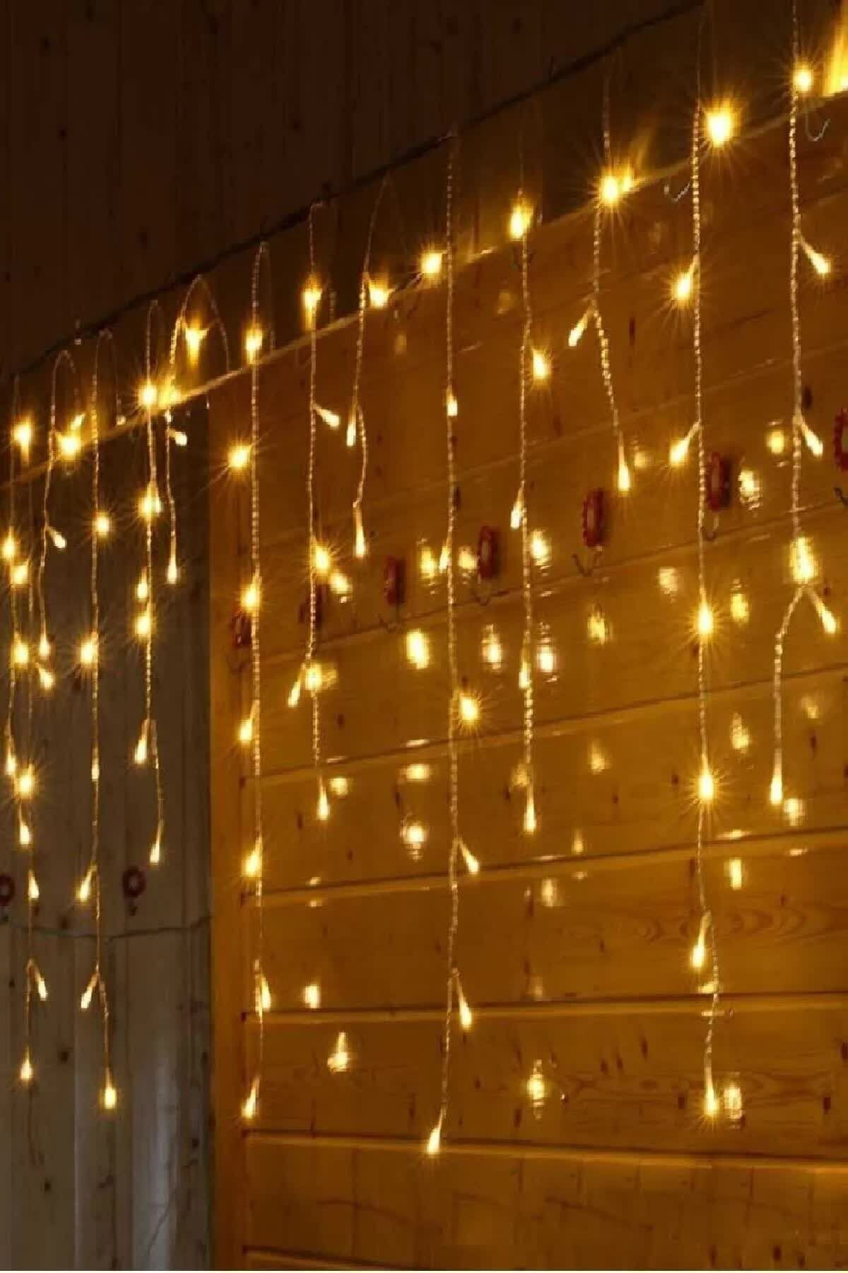 Saçak Sabit Led Yılbaşı Süsü 2 Metre 144 Ledli Yılbaşı Ağacı Süsü Fiş Tipi Şeffaf Kablo SNC-517