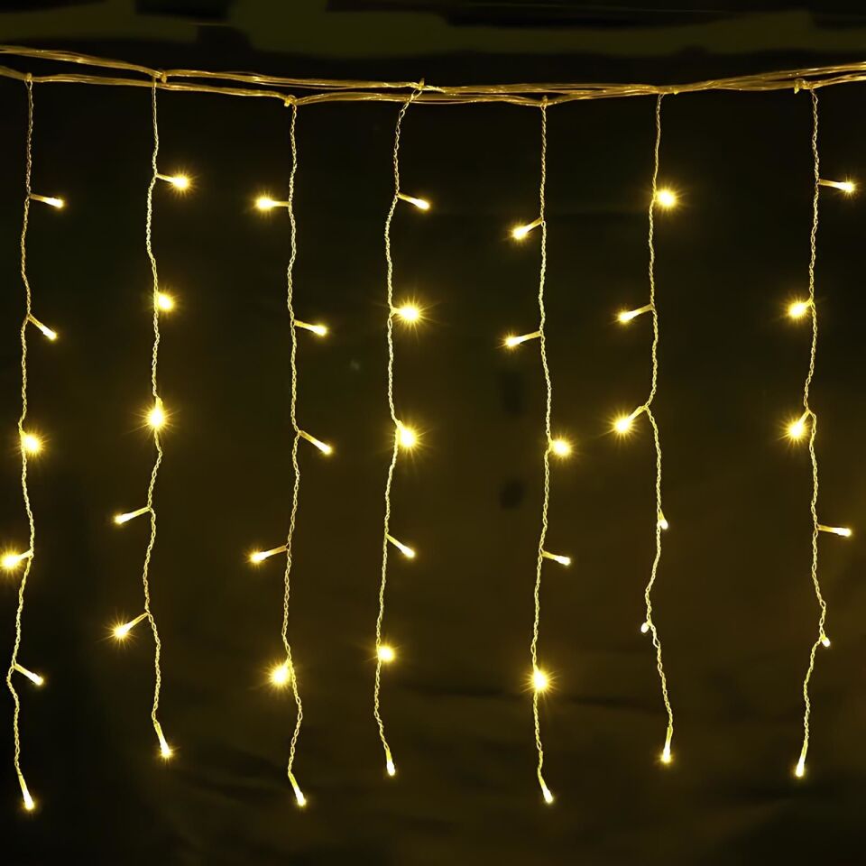 Saçak Karma Işık Flaşlı Led Yılbaşı Süsü 2x1,5 Metre 240 Ledli Yılbaşı Ağacı Süsü Beyaz Kablo SNC-519