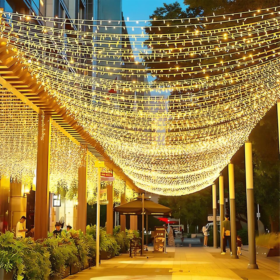 Flaşlı Sarkıt Saçak Led Yılbaşı Süsü 2x5 Metre 1000 Ledli Saçak Yılbaşı Ağacı Süsü Beyaz Kablo SNC-606