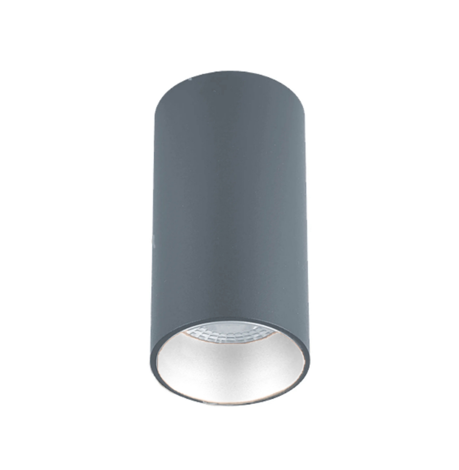 Sıva Üstü Silindir Led Spot Armatür 6x10 Cm Antrasit - Beyaz (6400K) Beyaz Işık