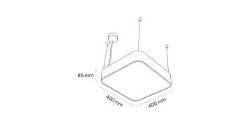 Goya 36 Watt Samsung Ledli Dekoratif Sarkıt Oval Kare Davul Linear Aydınlatma 40CM GY 8115-40